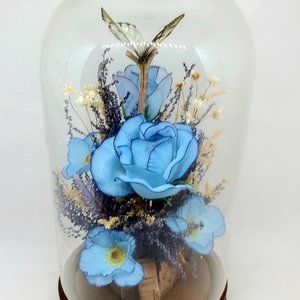Vintage Retro Glass Domed Butterfly And Flowers